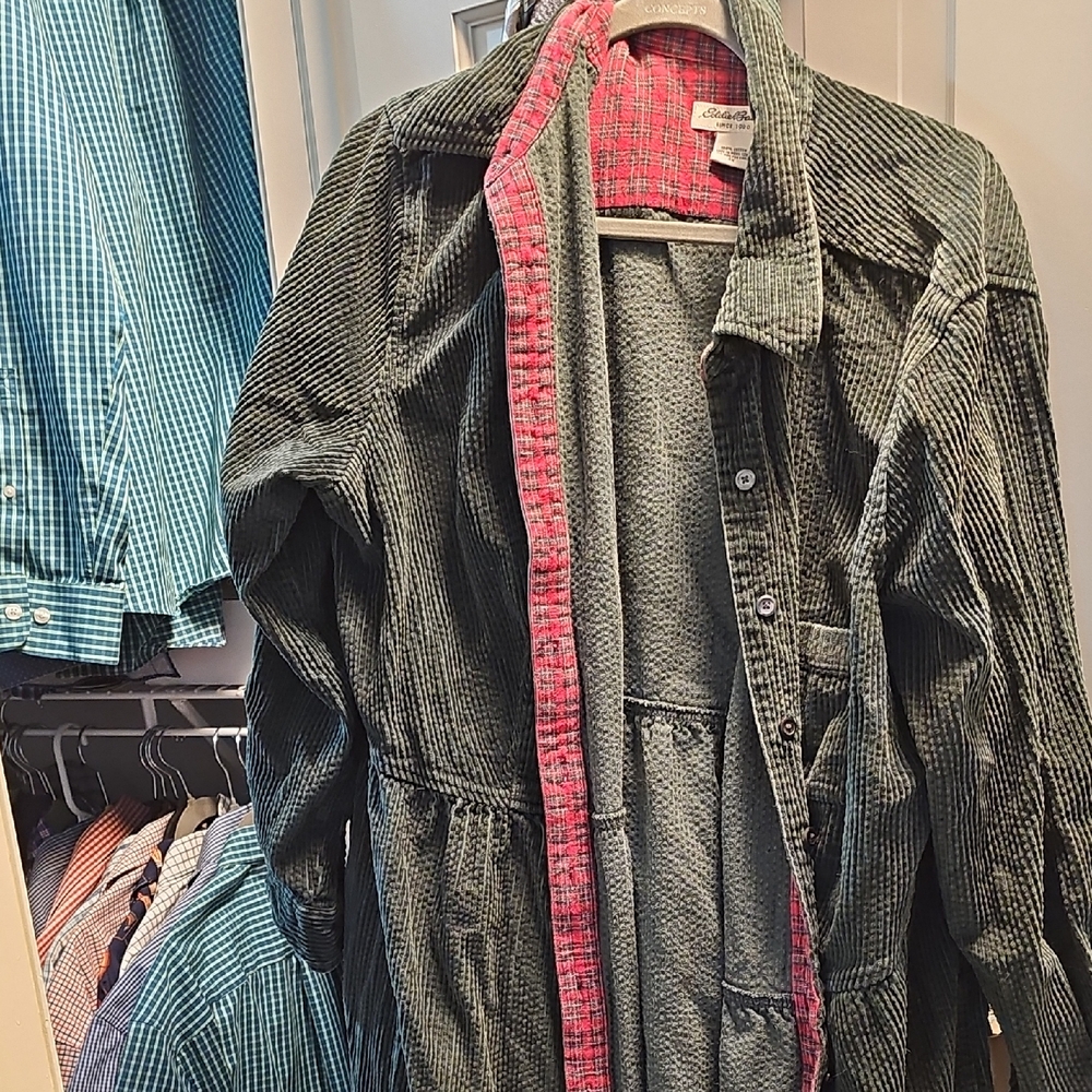 Eddie Bauer Green Corduroy Full-length Jacket Dress